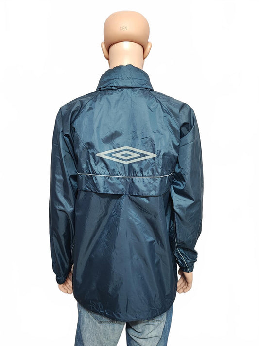 Vintage Umbro Navy Blue Grey Colour Block Piping Windbreaker Jacket Men Large