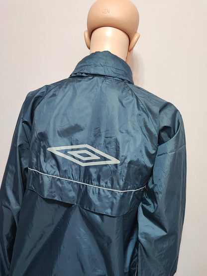 Vintage Umbro Navy Blue Grey Colour Block Piping Windbreaker Jacket Men Large