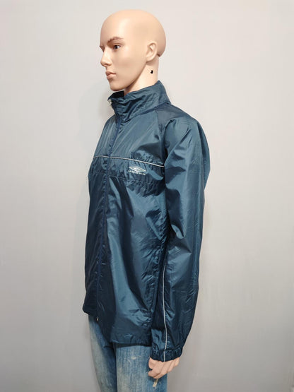 Vintage Umbro Navy Blue Grey Colour Block Piping Windbreaker Jacket Men Large