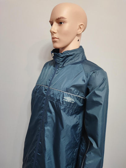 Vintage Umbro Navy Blue Grey Colour Block Piping Windbreaker Jacket Men Large