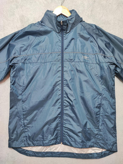 Vintage Umbro Navy Blue Grey Colour Block Piping Windbreaker Jacket Men Large