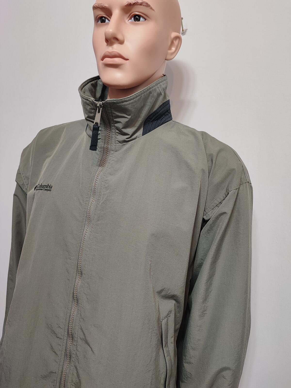 Vintage Columbia Plain Khaki Tan Nylon Technical Shell Jacket Men Size 3XL