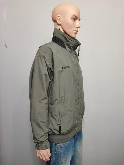 Vintage Columbia Plain Khaki Tan Nylon Technical Shell Jacket Men Size 3XL