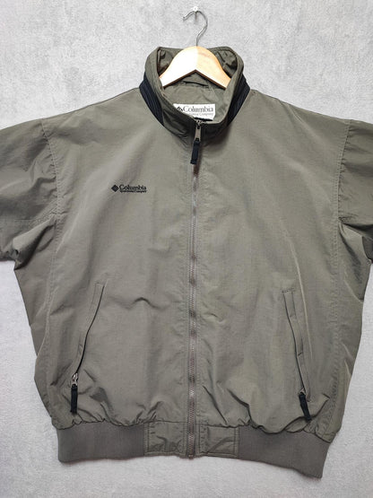 Vintage Columbia Plain Khaki Tan Nylon Technical Shell Jacket Men Size 3XL