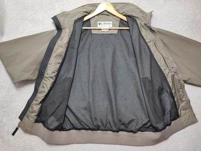 Vintage Columbia Plain Khaki Tan Nylon Technical Shell Jacket Men Size 3XL