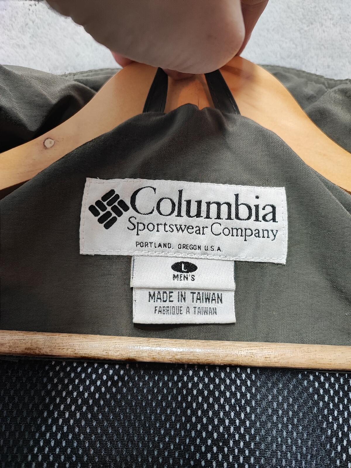 Vintage Columbia Plain Khaki Tan Nylon Technical Shell Jacket Men Size 3XL