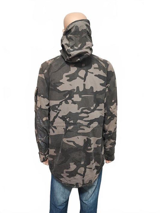 Vintage Zoo York Grey Camouflage Hooded Heavyweight Skater Jacket Men Size XXL