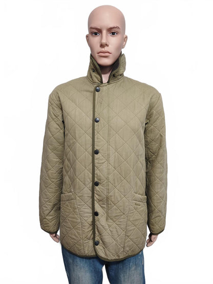 Vintage Barbour Duracotton Polarquilt Fleece Lined Jacket Tan Beige Men Size XL
