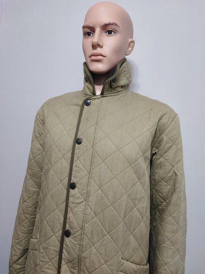 Vintage Barbour Duracotton Polarquilt Fleece Lined Jacket Tan Beige Men Size XL