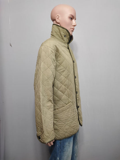 Vintage Barbour Duracotton Polarquilt Fleece Lined Jacket Tan Beige Men Size XL