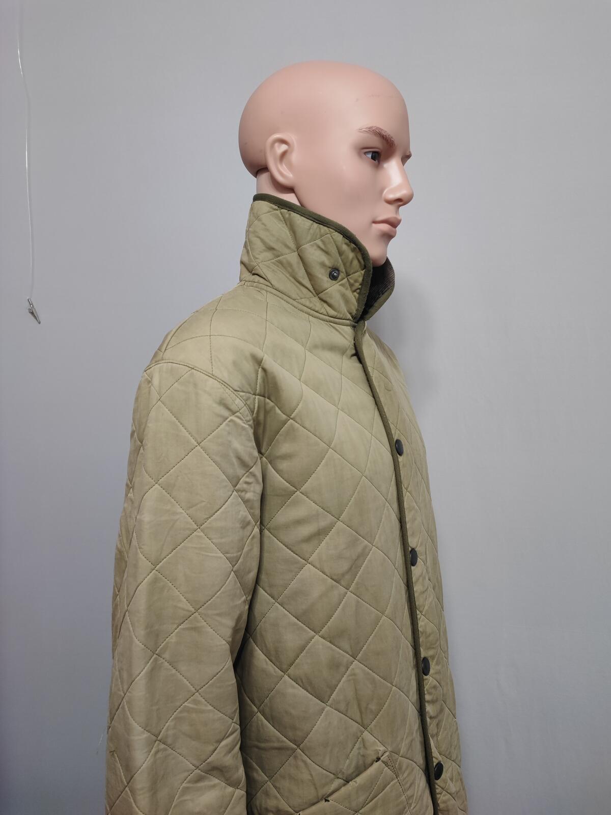 Vintage Barbour Duracotton Polarquilt Fleece Lined Jacket Tan Beige Men Size XL