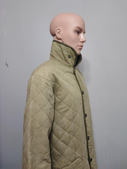 Vintage Barbour Duracotton Polarquilt Fleece Lined Jacket Tan Beige Men Size XL