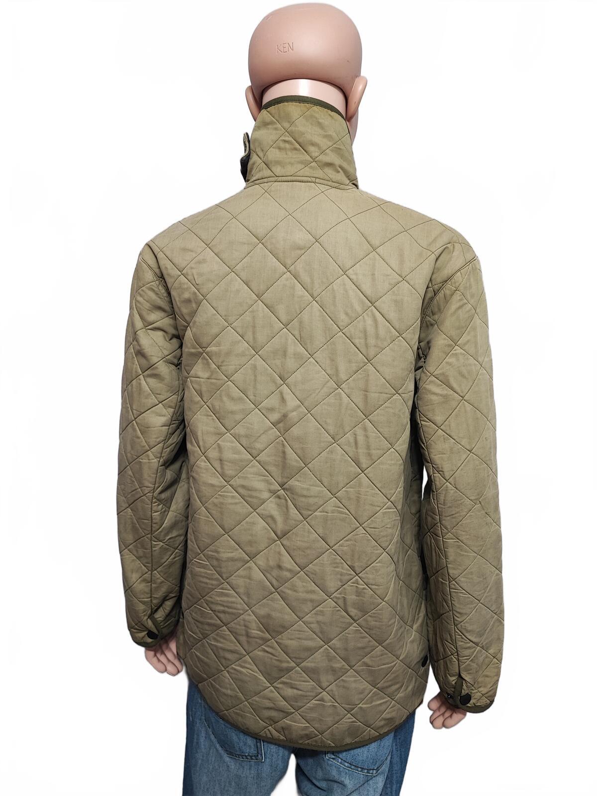 Vintage Barbour Duracotton Polarquilt Fleece Lined Jacket Tan Beige Men Size XL