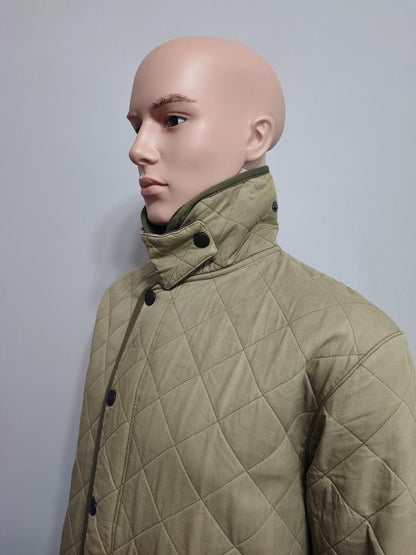 Vintage Barbour Duracotton Polarquilt Fleece Lined Jacket Tan Beige Men Size XL