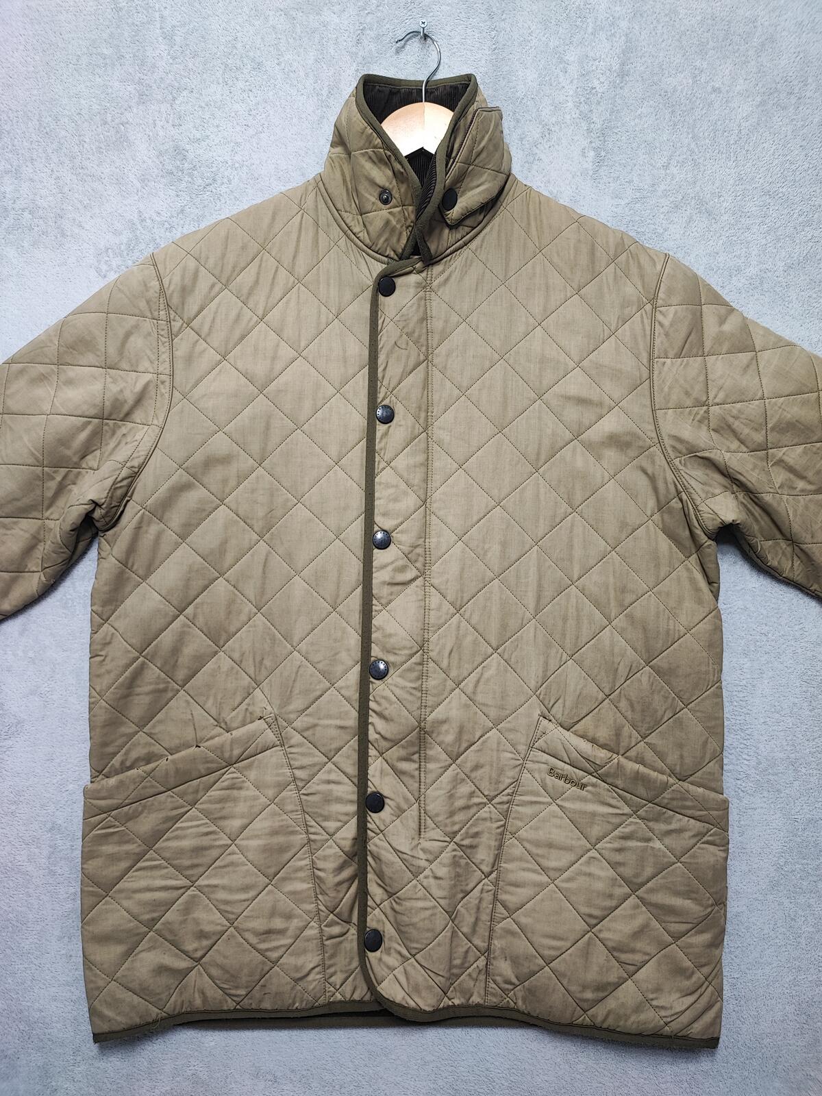 Vintage Barbour Duracotton Polarquilt Fleece Lined Jacket Tan Beige Men Size XL