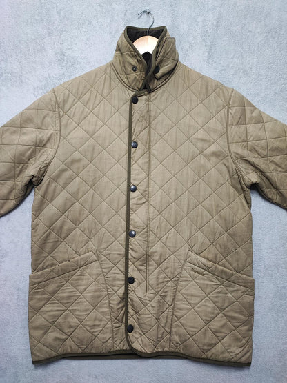 Vintage Barbour Duracotton Polarquilt Fleece Lined Jacket Tan Beige Men Size XL