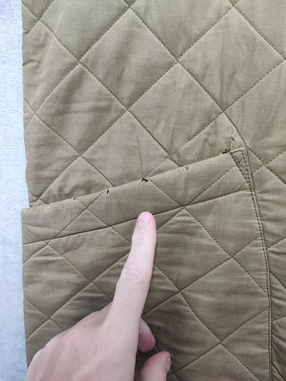 Vintage Barbour Duracotton Polarquilt Fleece Lined Jacket Tan Beige Men Size XL