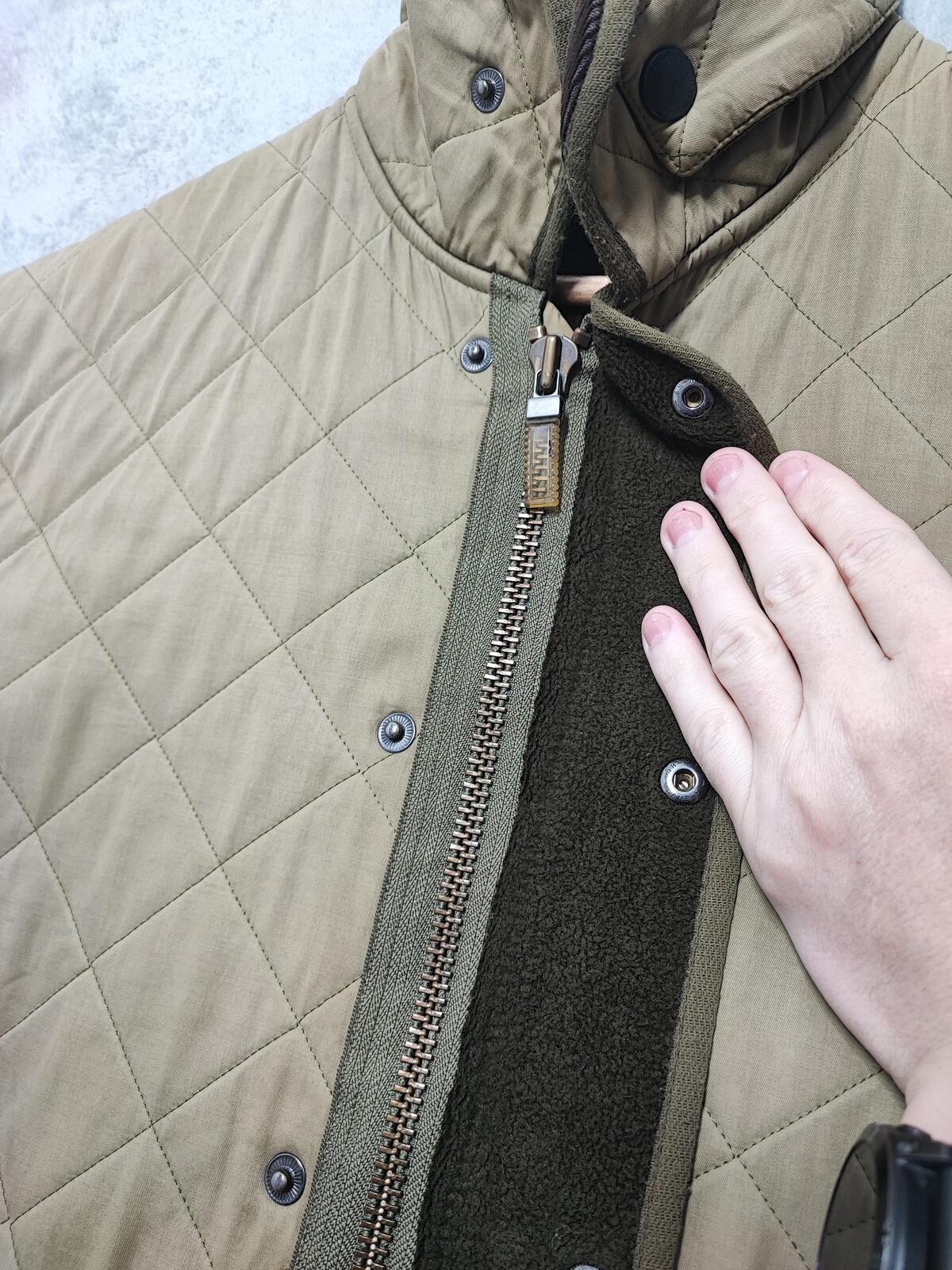 Vintage Barbour Duracotton Polarquilt Fleece Lined Jacket Tan Beige Men Size XL