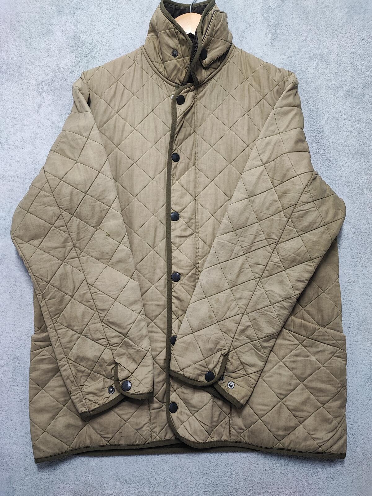 Vintage Barbour Duracotton Polarquilt Fleece Lined Jacket Tan Beige Men Size XL