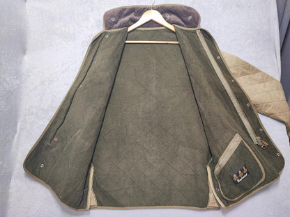 Vintage Barbour Duracotton Polarquilt Fleece Lined Jacket Tan Beige Men Size XL