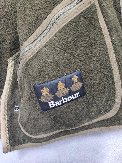 Vintage Barbour Duracotton Polarquilt Fleece Lined Jacket Tan Beige Men Size XL