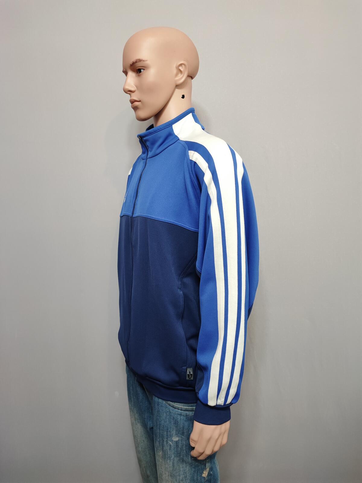 Vintage Adidas Plain Navy Blue Zip Up terrace Track Jacket Men Size XXL