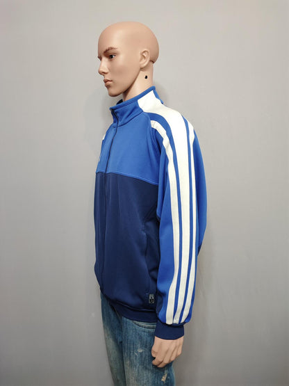 Vintage Adidas Plain Navy Blue Zip Up terrace Track Jacket Men Size XXL