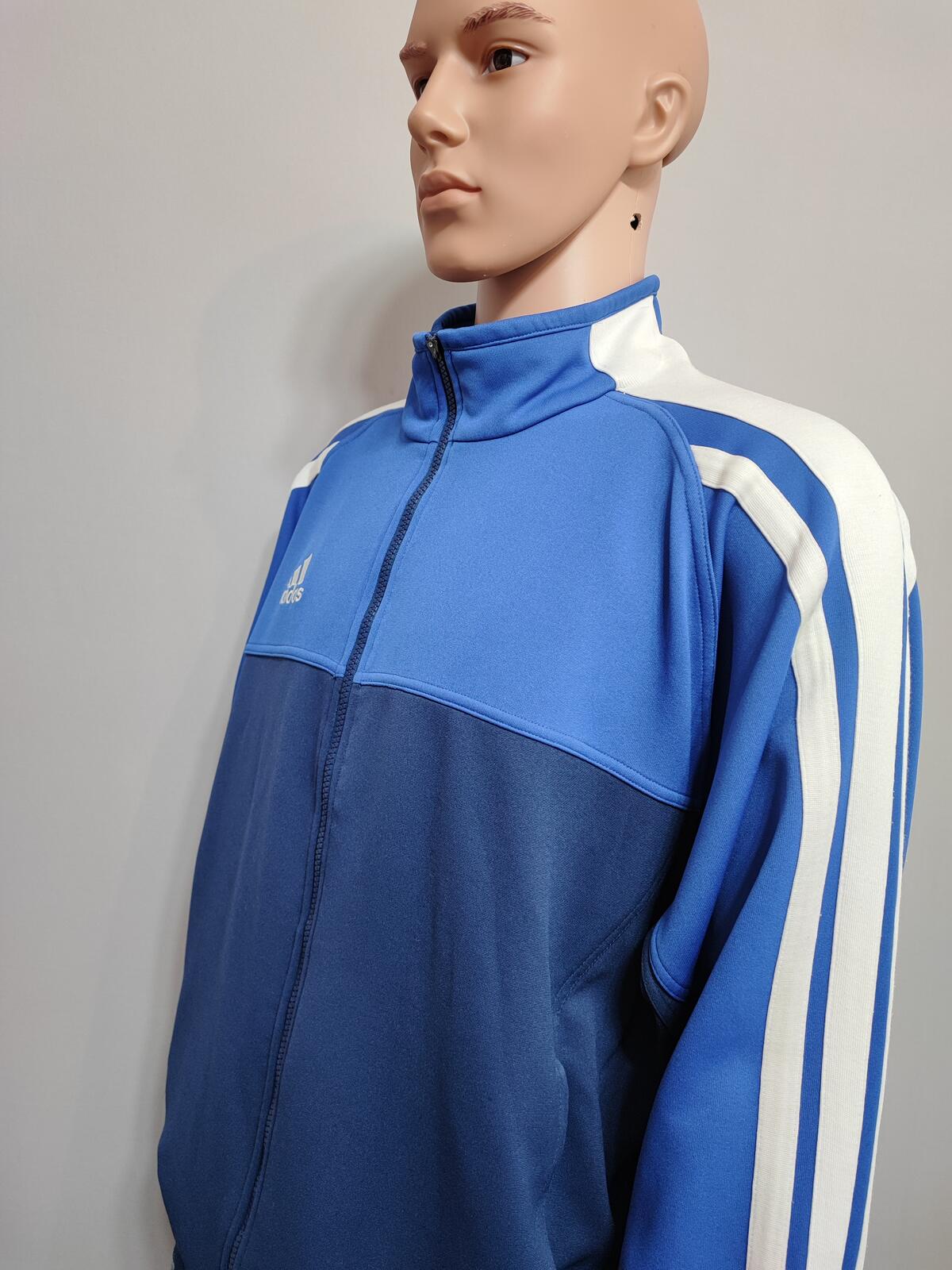 Vintage Adidas Plain Navy Blue Zip Up terrace Track Jacket Men Size XXL