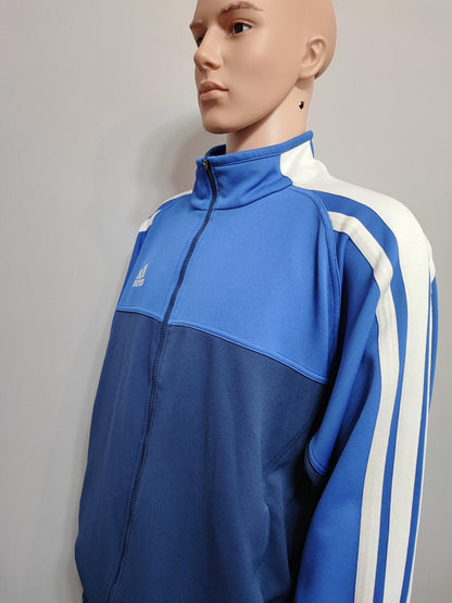 Vintage Adidas Plain Navy Blue Zip Up terrace Track Jacket Men Size XXL