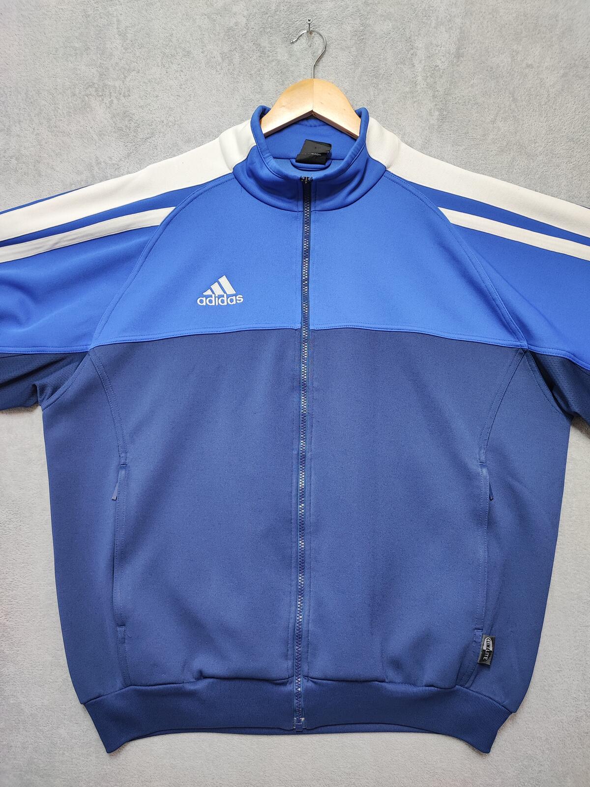 Vintage Adidas Plain Navy Blue Zip Up terrace Track Jacket Men Size XXL