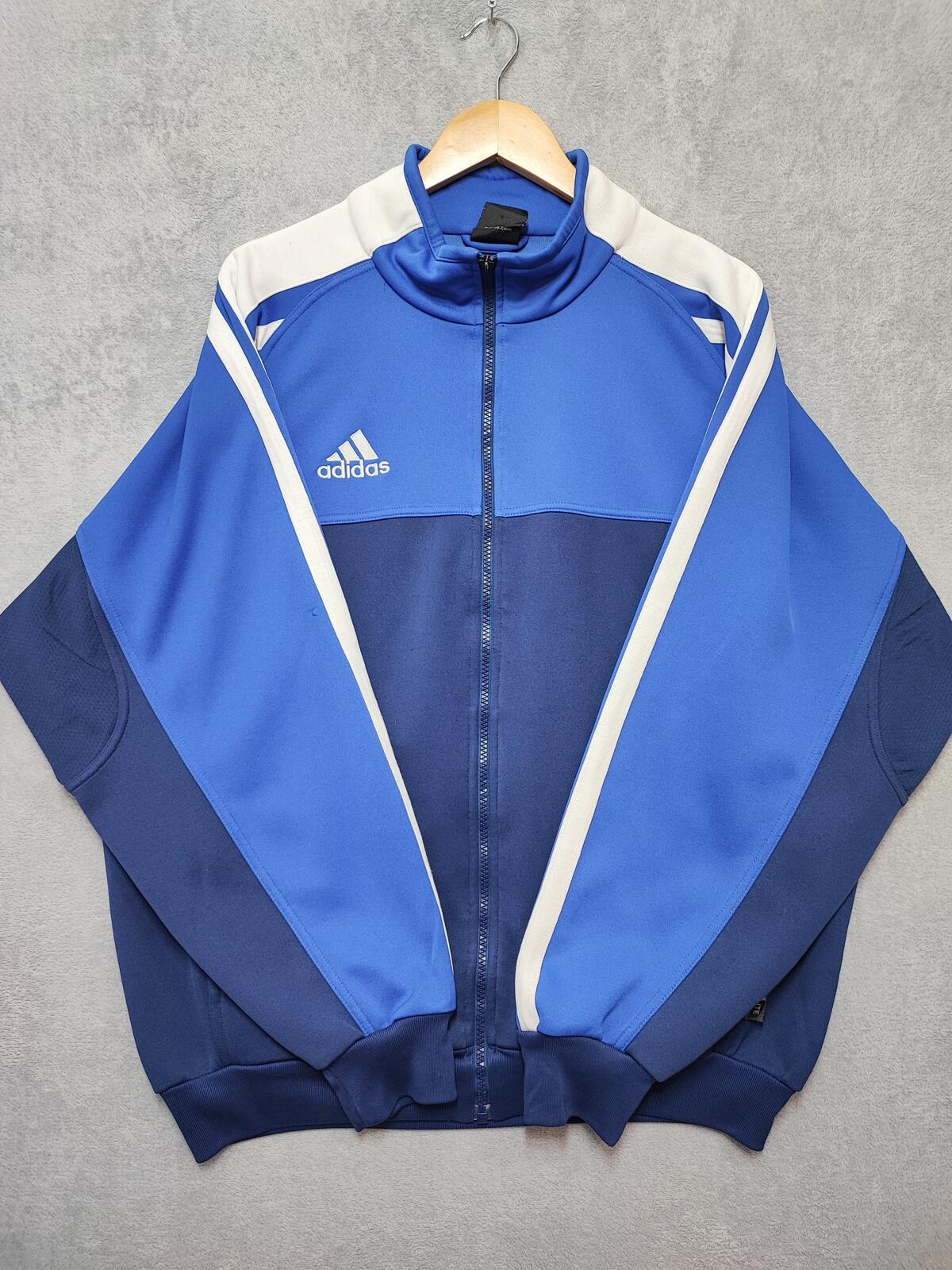 Vintage Adidas Plain Navy Blue Zip Up terrace Track Jacket Men Size XXL