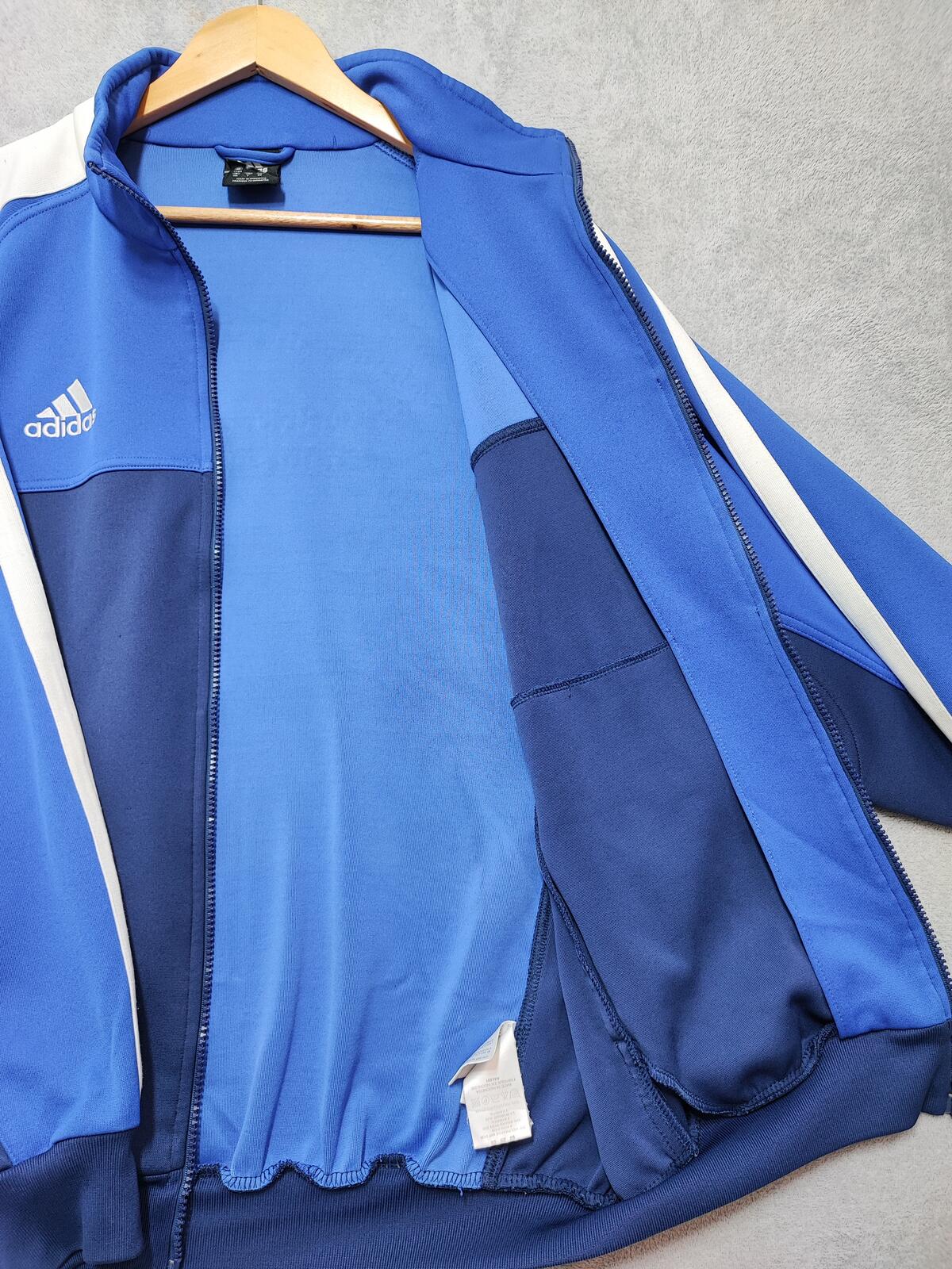 Vintage Adidas Plain Navy Blue Zip Up terrace Track Jacket Men Size XXL