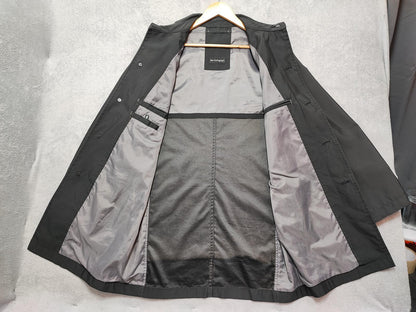 Vintage M&S Autograph Plain Black Concealed Hood Trench Coat Jacket Men Large