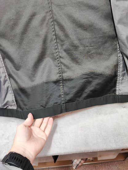 Vintage M&S Autograph Plain Black Concealed Hood Trench Coat Jacket Men Large