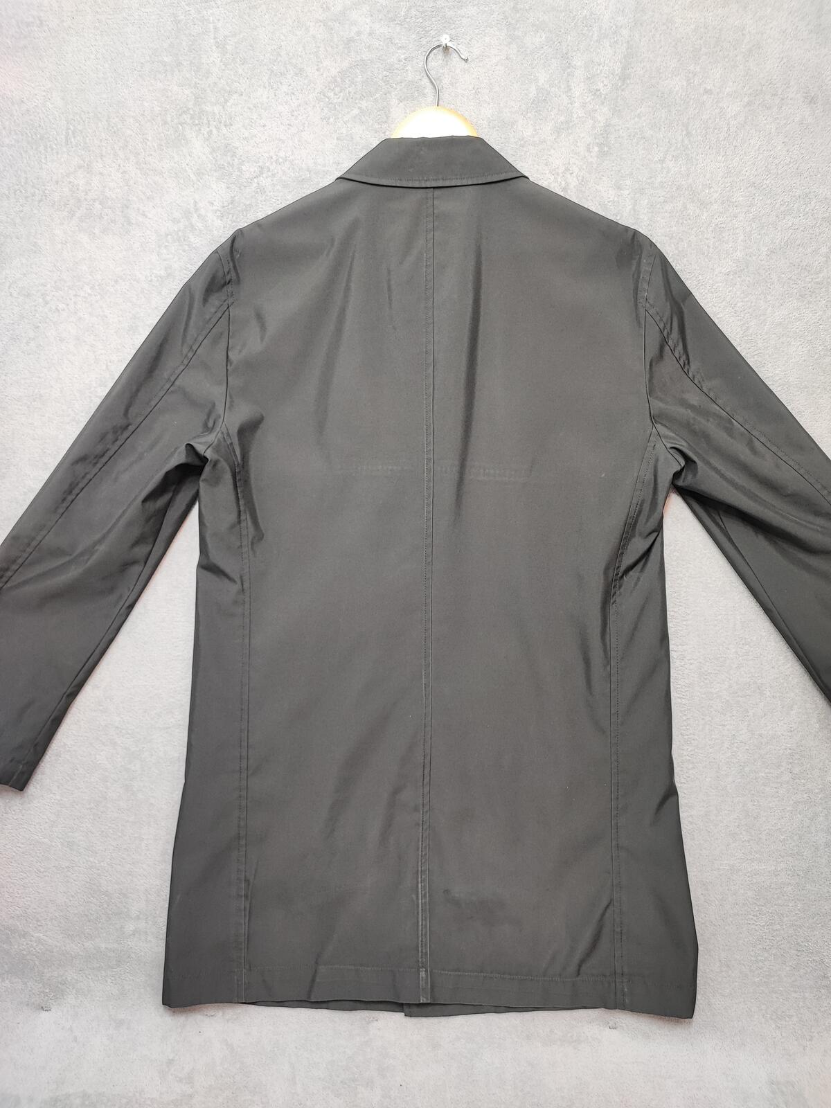 Vintage M&S Autograph Plain Black Concealed Hood Trench Coat Jacket Men Large