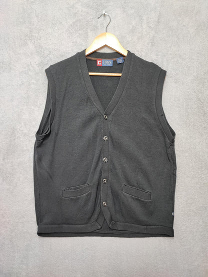 Vintage Chaps Ralph Lauren Plain Faded Black Knit Vest Jumper Men Size Large