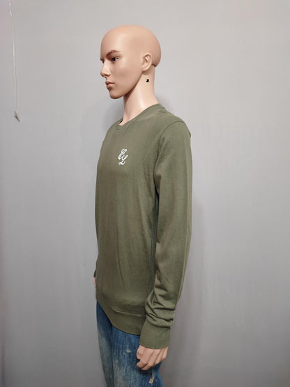 Vintage Closure London Plain Khaki Green Crewneck Knit Jumper Men Size Medium