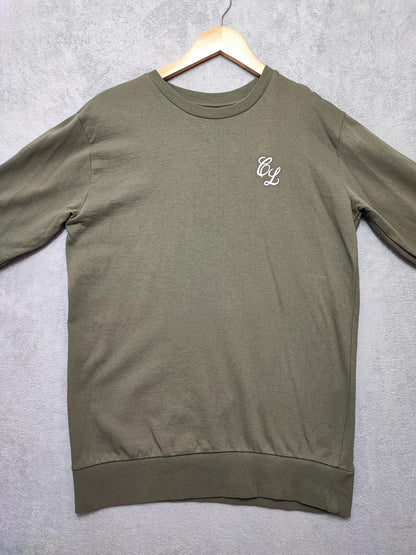 Vintage Closure London Plain Khaki Green Crewneck Knit Jumper Men Size Medium