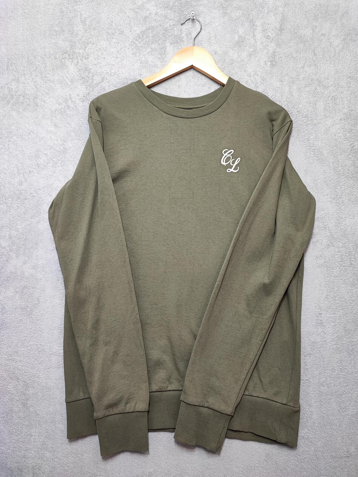 Vintage Closure London Plain Khaki Green Crewneck Knit Jumper Men Size Medium