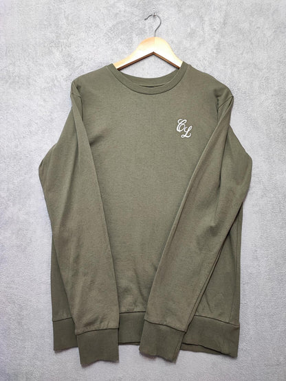 Vintage Closure London Plain Khaki Green Crewneck Knit Jumper Men Size Medium