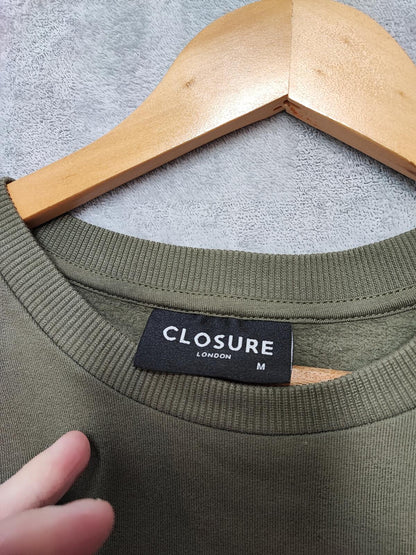 Vintage Closure London Plain Khaki Green Crewneck Knit Jumper Men Size Medium