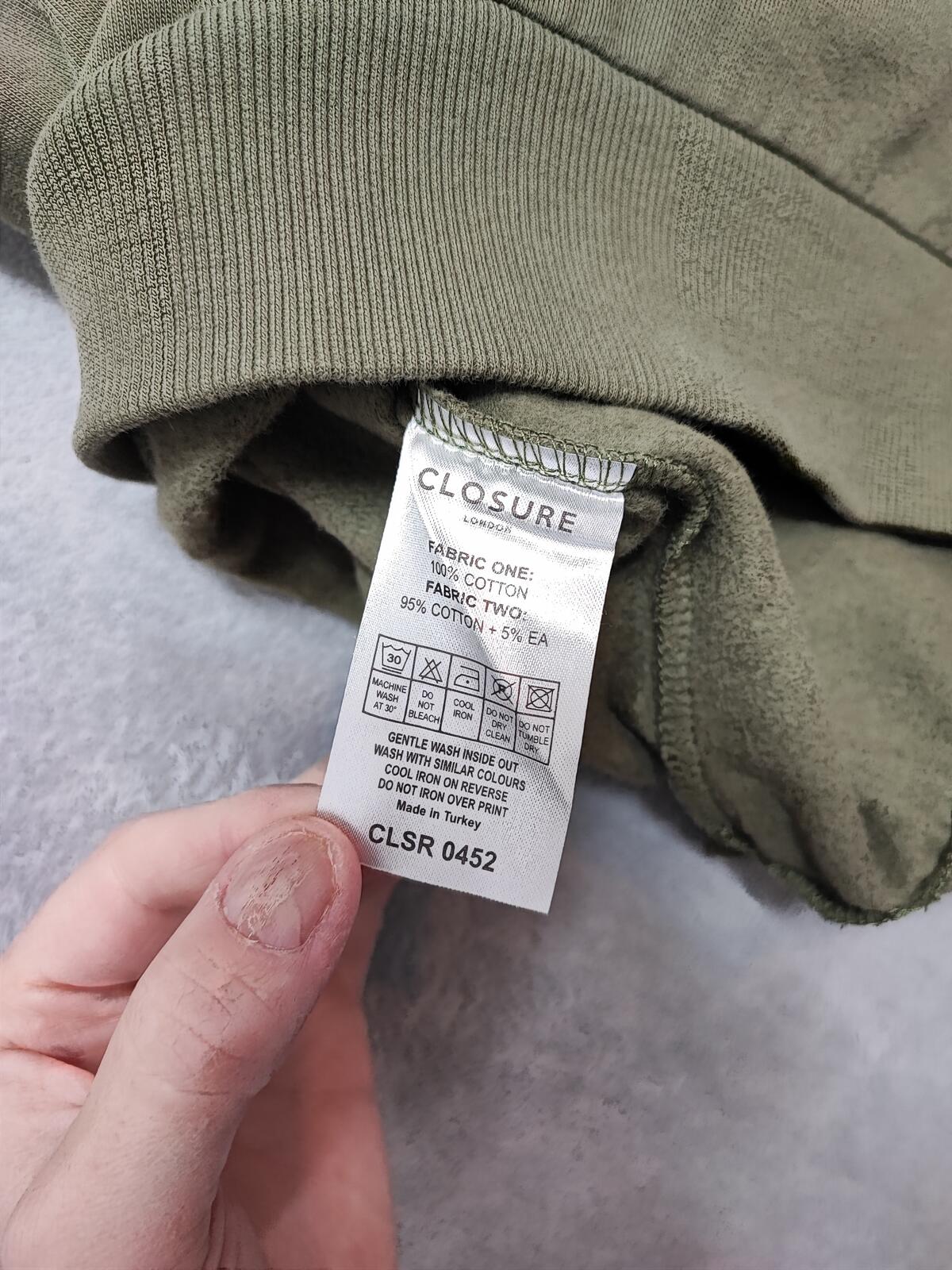 Vintage Closure London Plain Khaki Green Crewneck Knit Jumper Men Size Medium