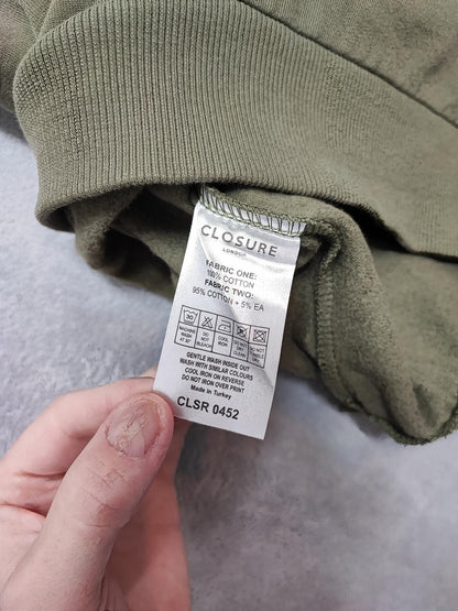 Vintage Closure London Plain Khaki Green Crewneck Knit Jumper Men Size Medium