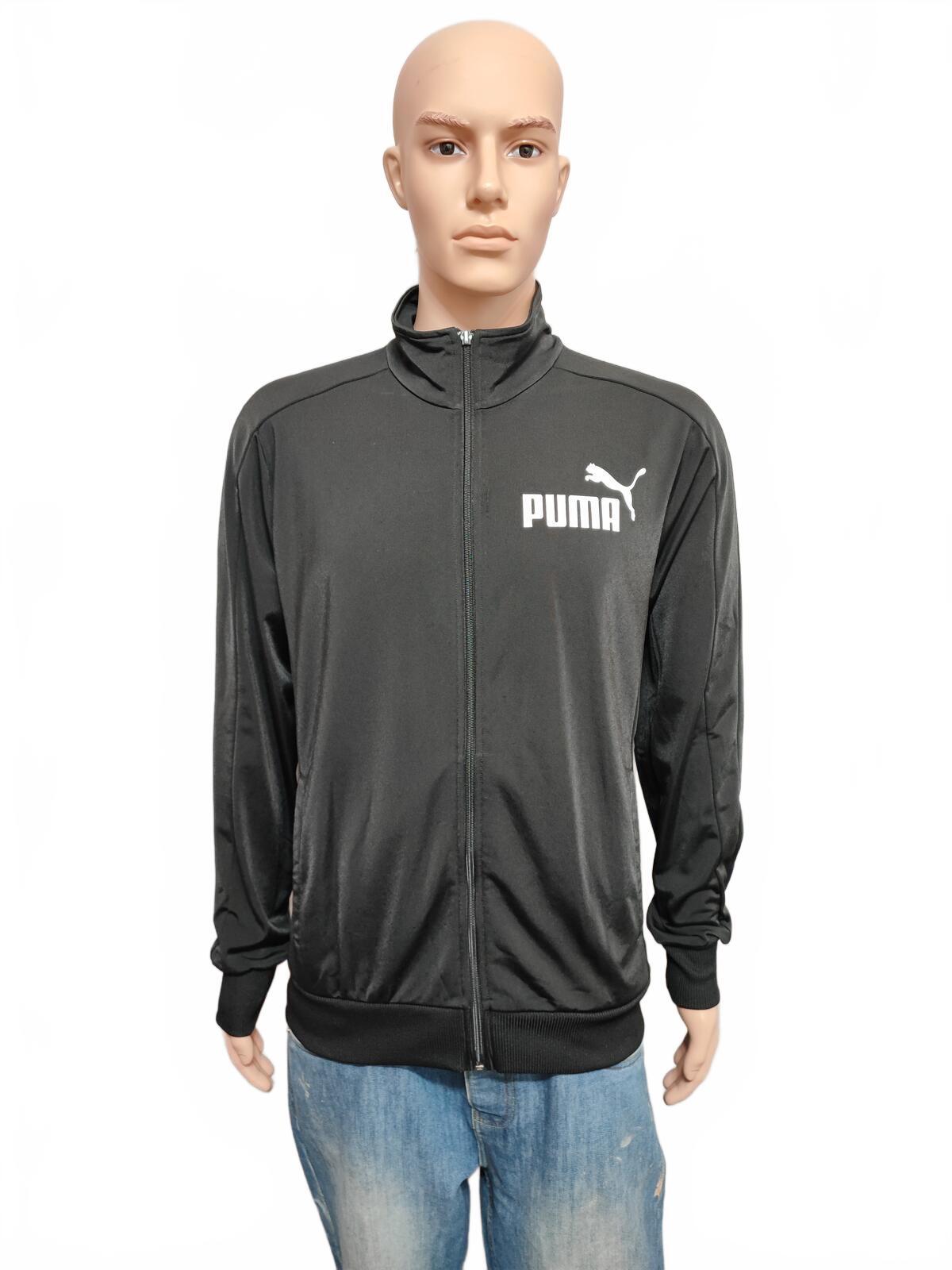 Vintage Puma Plain Black Contrast Piping Track Jacket Men Size Large