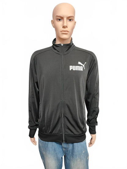 Vintage Puma Plain Black Contrast Piping Track Jacket Men Size Large