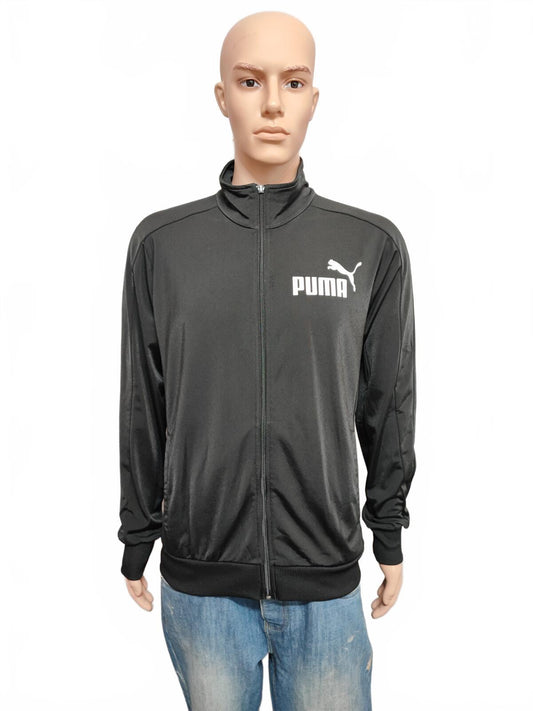 Vintage Puma Plain Black Contrast Piping Track Jacket Men Size Large