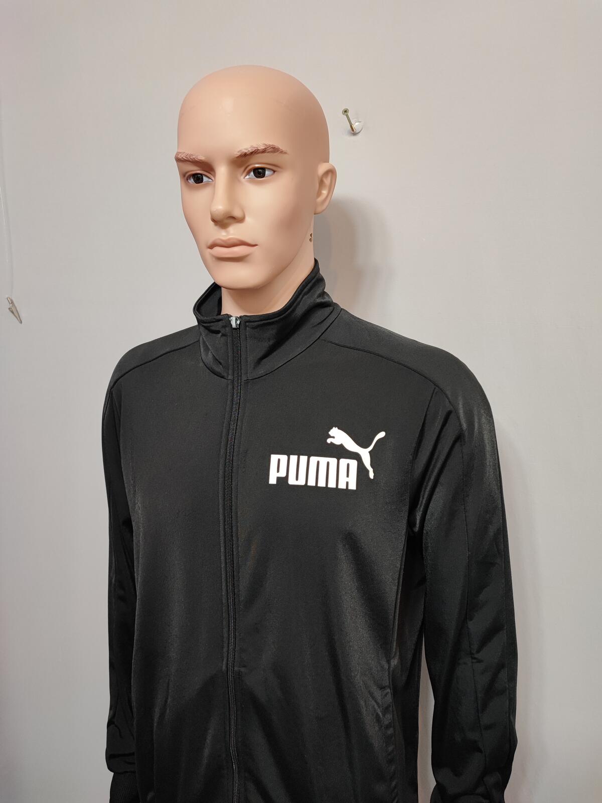 Vintage Puma Plain Black Contrast Piping Track Jacket Men Size Large