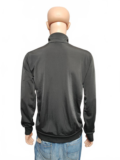 Vintage Puma Plain Black Contrast Piping Track Jacket Men Size Large
