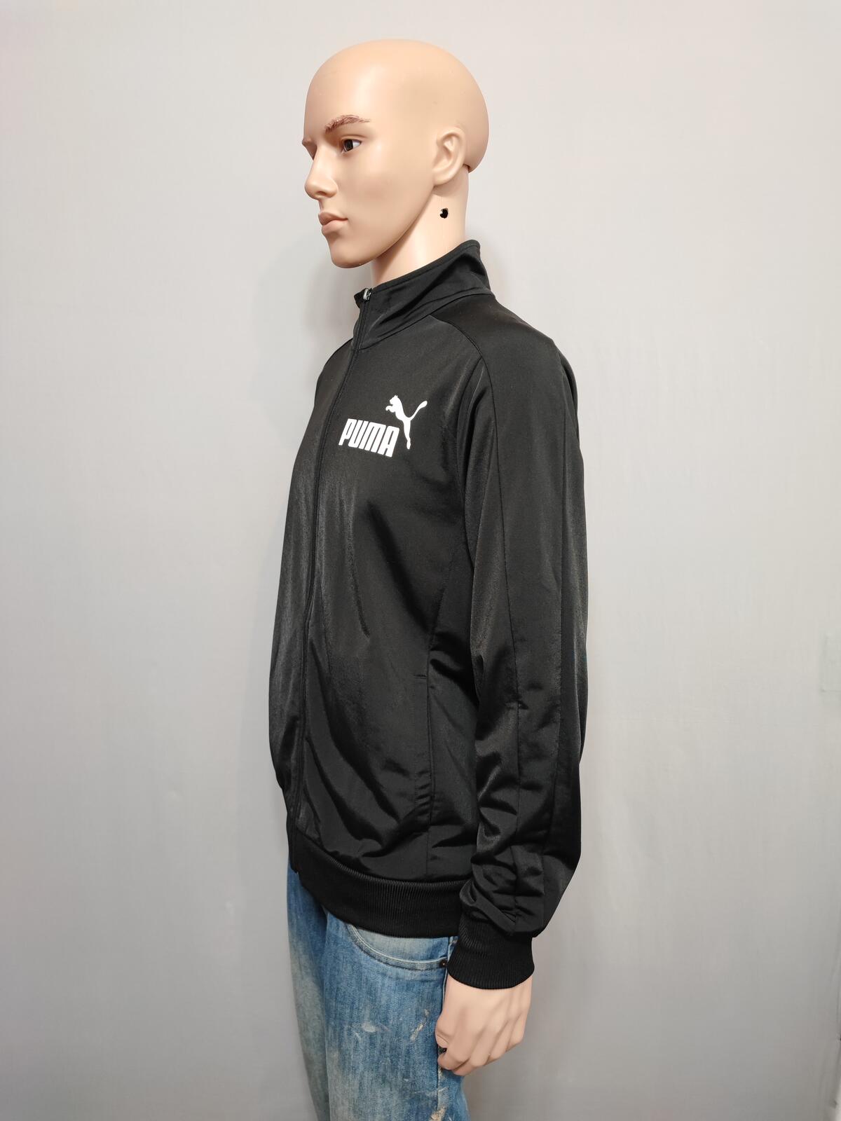 Vintage Puma Plain Black Contrast Piping Track Jacket Men Size Large