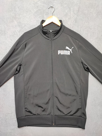 Vintage Puma Plain Black Contrast Piping Track Jacket Men Size Large